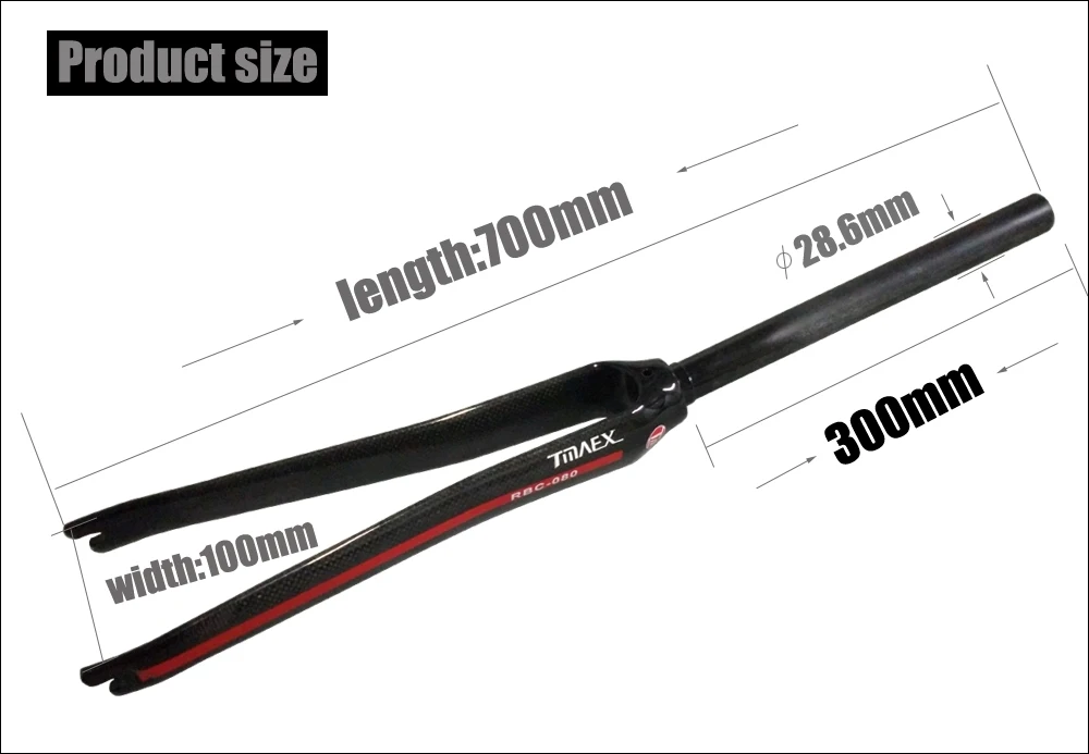 TMAEX-полностью углеродная Передняя вилка для шоссейного велосипеда 1-1/8 дюйма 28,6 мм, детали для велосипеда только 360 г, сверхлегкие велосипедные вилки, вилка с фиксированной передачей красного цвета
