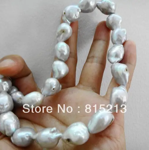 

N1757 14-20MM NATURAL SOUTH SEA GENUINE SILVER GRAY NUCLEAR PEARL NECKLACE 14K % Discount AAA