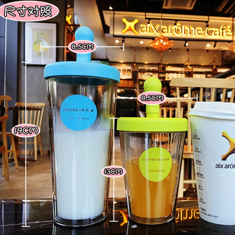 Двухстеновая пластиковая кружка для заваривания чая с соломинкой многоразовая чашка для бабл-ти для Пузырькового чая boba стакан герметичная модная чашка
