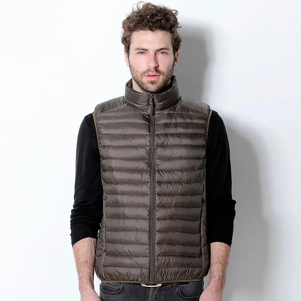 Winter Men Down Vest 90% Duck Down Outwear Sleeveless Warm Slim WaistCoat for Man