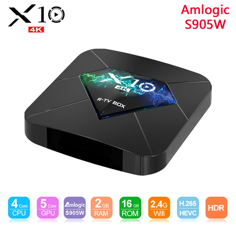 ТВ-приставка X10 Android 7 1 2 + 16 ГБ Amlogic S905W 4 ядра ГГц Wi-Fi | Электроника