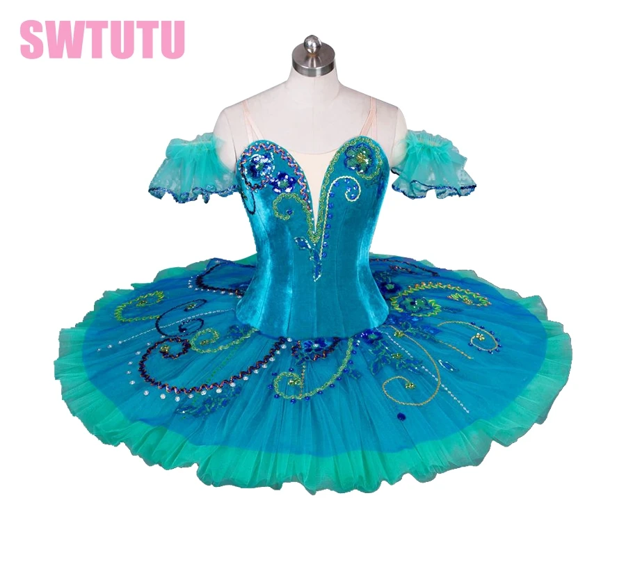 Women high quality green ballet tutu with velvet bodice,professional classical ballet tutu for girls,tutu dance BT9038