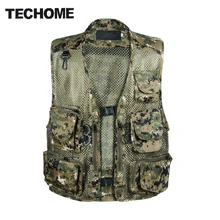 Chaleco Hombre Camo Сетки Мульти Карманы Камуфляж Рыбы Охота Жилет Жилет Съемки Esporte Куртка Без Рукавов сетки Камуфляж Жилет