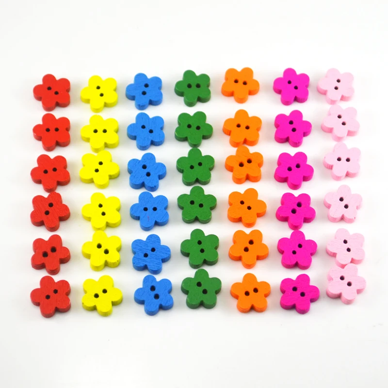 

200PCS 12.5mm DIY Handmade Wooden Kids Plum buckle Mixed Color Craft Decoration Button Sewing Scrapbooking Wood Buttons