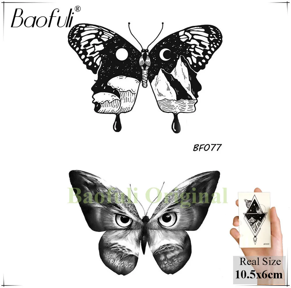 Baofuli водонепроницаемый временная татуировка геометрической формы стикер женский цветок поддельные татуировки бабочка мужской боди-арт рука сексуальная черная Татуировка Роза - Цвет: BBF077