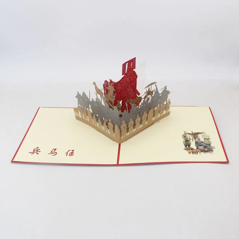  3D Handmade First Emperor of Qin Terra Cotta Warriors Paper Invitation Greeting Cards PostCard Busi - 33059762272