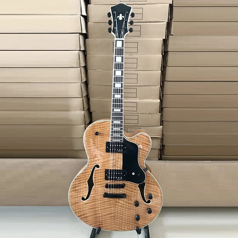 

high grade full flame maple big jazz electric guitar