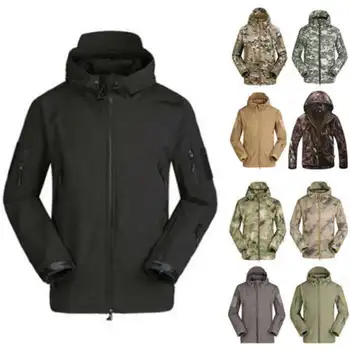 

2017 Shark Skin Camouflage Coat Military Jacket Men Waterproof Tactical Softshell Hoodies Army windbreaker Jackets