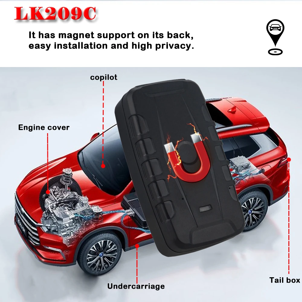 GPS + GSM трекер LK209C автомобильный локатор 240 дней в режиме ожидания 20000 мАч магнит