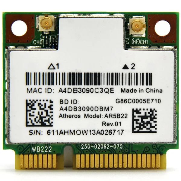 WTXUP для Atheros AR5B22 AR9462 двухдиапазонный 300 Мбит/с беспроводной мини PCI-e WiFi адаптер PCi Express WLAN карта+ Bluetooth 4,0 - Цвет: AR5B22