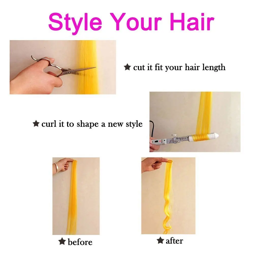 AOSIWIG Long Straight Clip On Hair Pieces Women Girls 1 Piece 1 Clip In Synthetic Hair Extensions Ombre 19 Colors 50CM