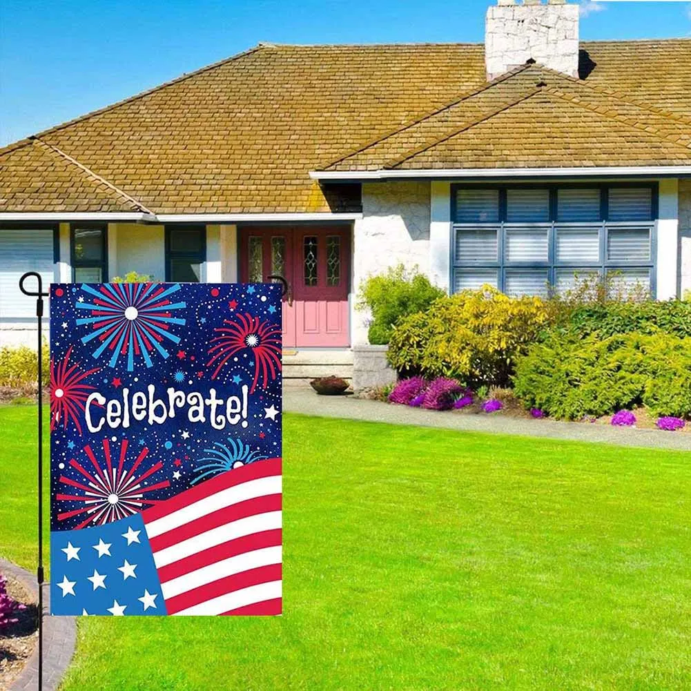 4 й июля Садовый флаг двусторонний открытый для сада патриотические США звезды