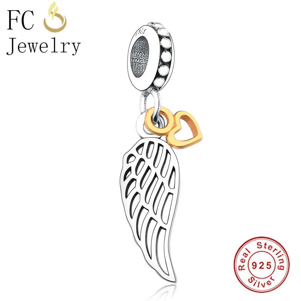 

Fit Original Pandora Charm Bracelet Genuine 925 Sterling Silver Feather With Heart Pendant Charms Bead Silver Jewelry Berloque