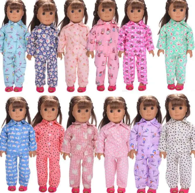 

Doll Pajamas Nightgown Sleepwear Clothes Outfit Top & Pants Set For 18 Inch Girl Doll Or 43cm Baby Doll