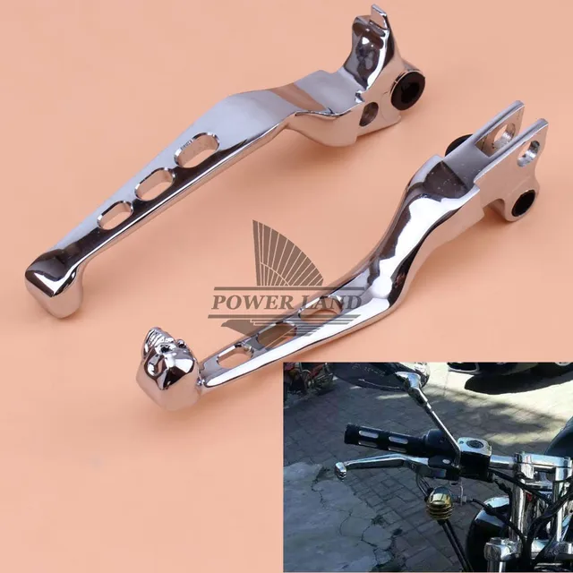Hollow Out Style Chrome Aluminum Skull Brake Clutch Handlebar Lever for Harley Sportster Softail