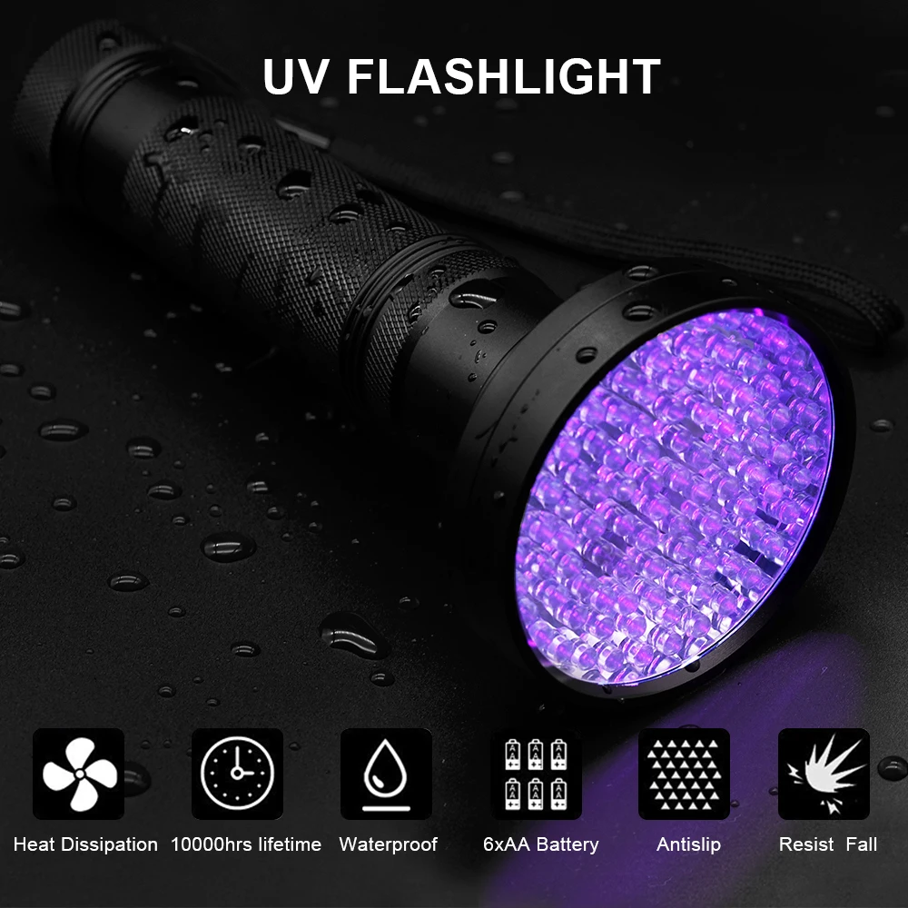 Anjoet High quality UV Light 51LED 21LED 100LED UV Light 395-400nm LED UV Flashlight torch light lamp safety UV detection