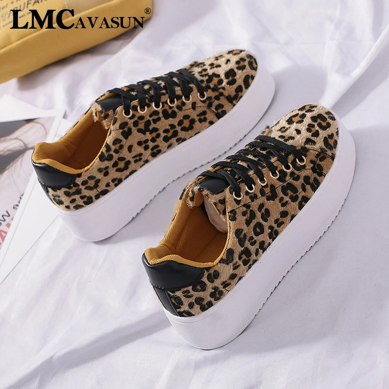 LMCAVASUN/Женская обувь; Весенняя повседневная обувь в европейском и американском стиле; женские леопардовые кроссовки на платформе с толстой подошвой