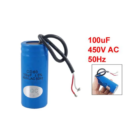 EDFY 100 мкФ 450V AC CD60 2 свинцовый Двигатель Пусковой конденсатор |