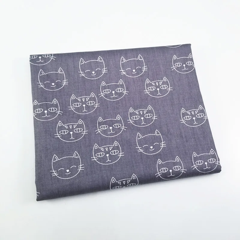 Хлопковая саржевая ткань с принтом милого кота, лоскутное шитье, сделай сам, стеганое одеяло из чистого хлопка, ткань для постельных принадлежностей, одеяло, детская одежда