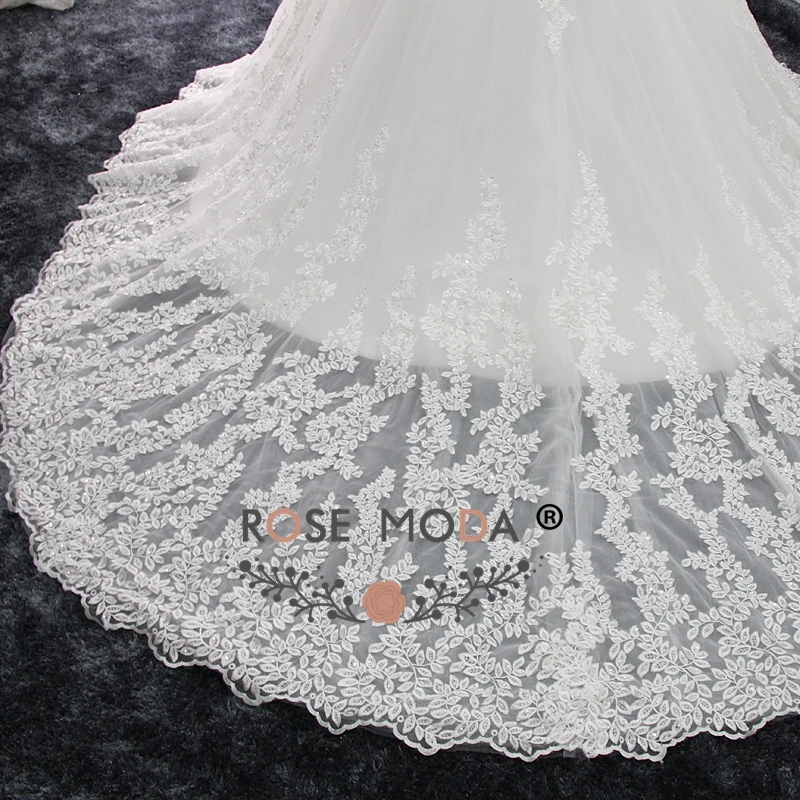 Роскошные французские кружевные свадебные платья Rose Moda с открытыми плечами