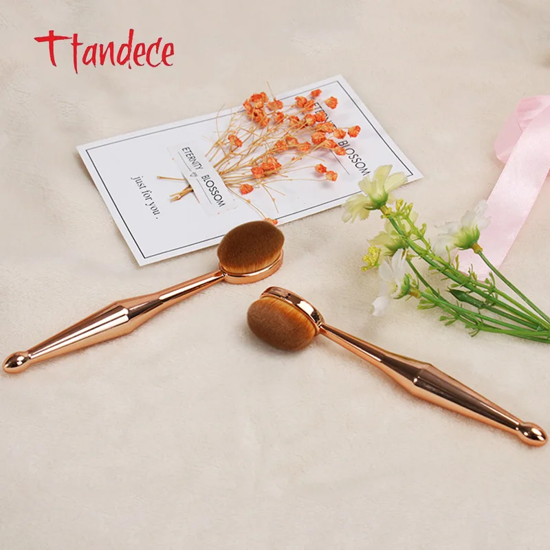 

Toothbrush Handle Makeup Brush 1Pcs Golden Foundation Oval Brush Seamless Pincel Maquiagem Eyeshadow Cosmestic Makeup Brushes