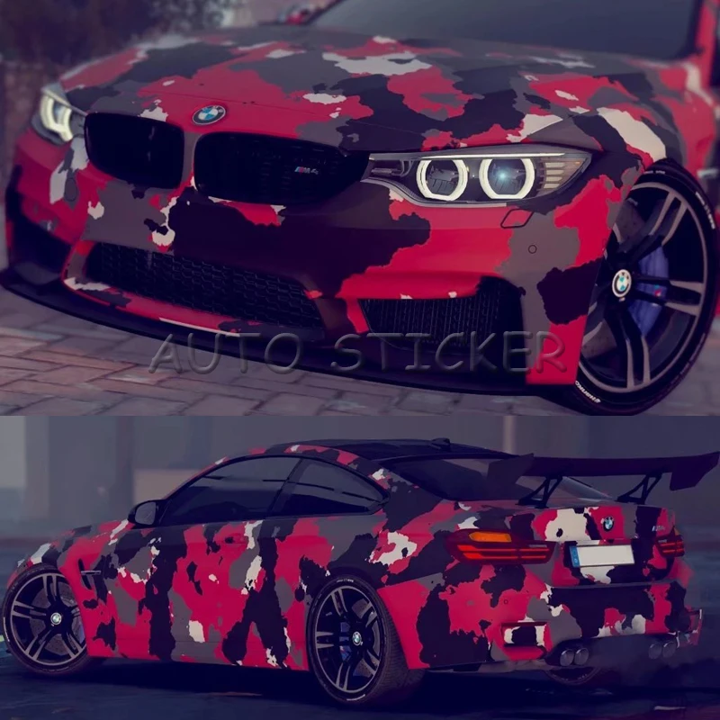 Best Price Rood Grijs Zwart Camo Vinyl Auto Wrap Styling film Met Air Release Luxe Camouflage Pixel Auto grafische folie