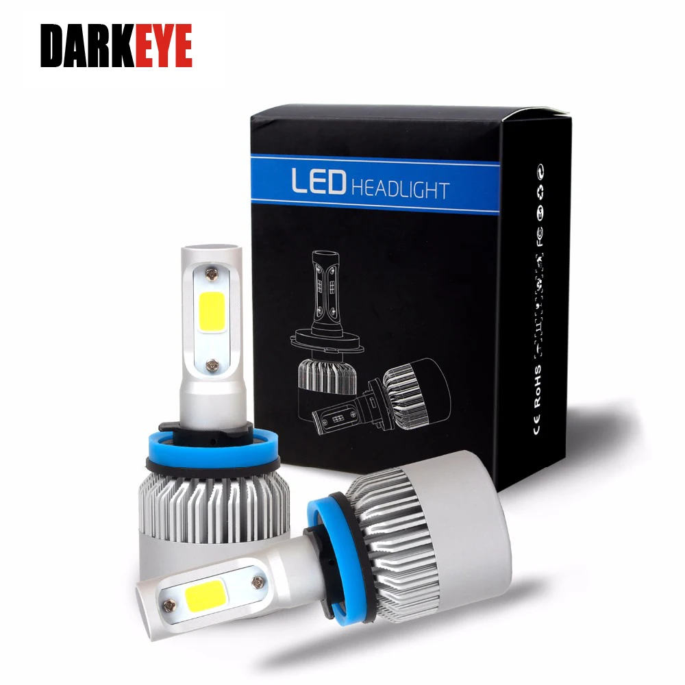 

2PCS H7 H4 H11 LED 12V COB Car Headlight Bulb H1 H3 9005 9006 H13 9007 HB5 9004 HB1 Hi-Lo Beam 72W 6000k 8000LM Auto Headlamp EI