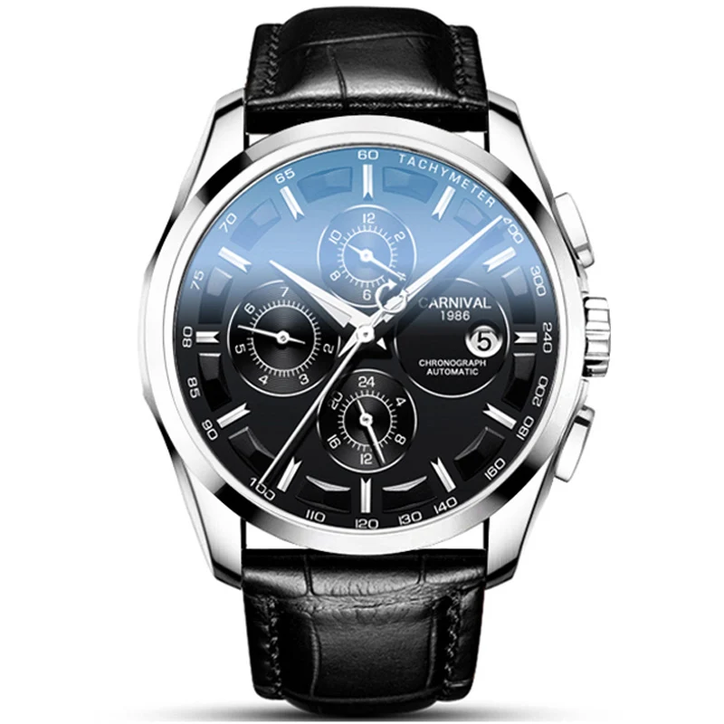 Топ люксовый бренд швейцарские мужские военные водонепроницаемые автоматические механические Спортивные часы Мужские наручные часы relogio Новые - Цвет: black silver