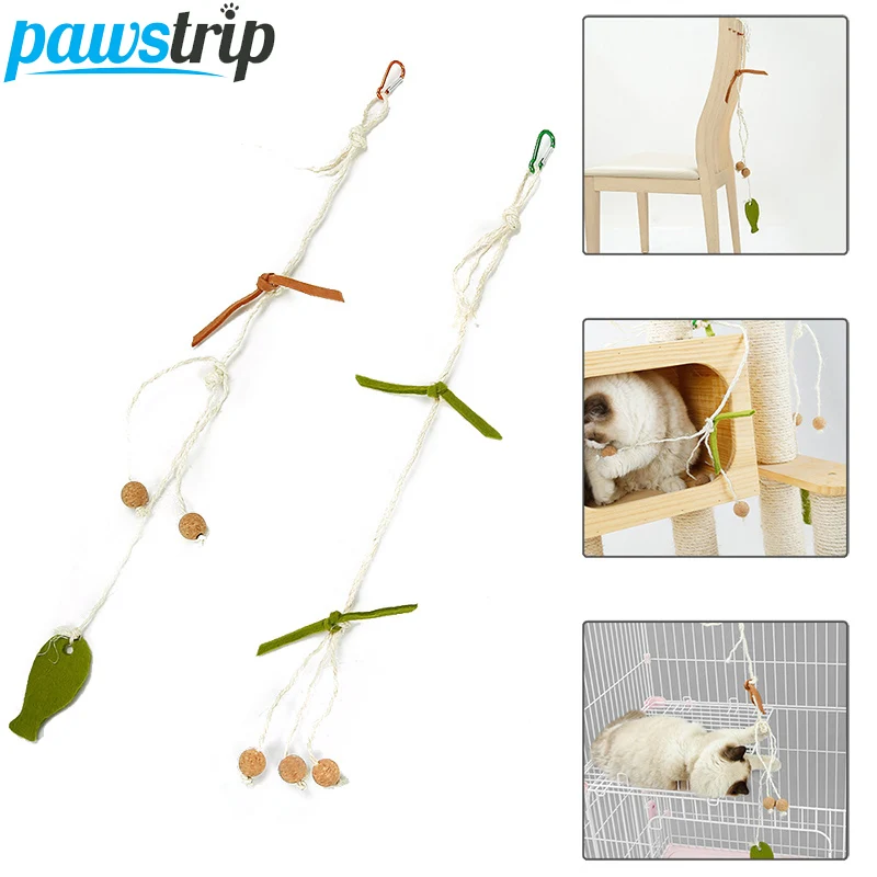 

pawstrip 1pc Interactive Cat Toys Catnip Ball Fish Pet Kitten Cat Teaser Rope Sisal Cat Scratch Toy 88/93cm