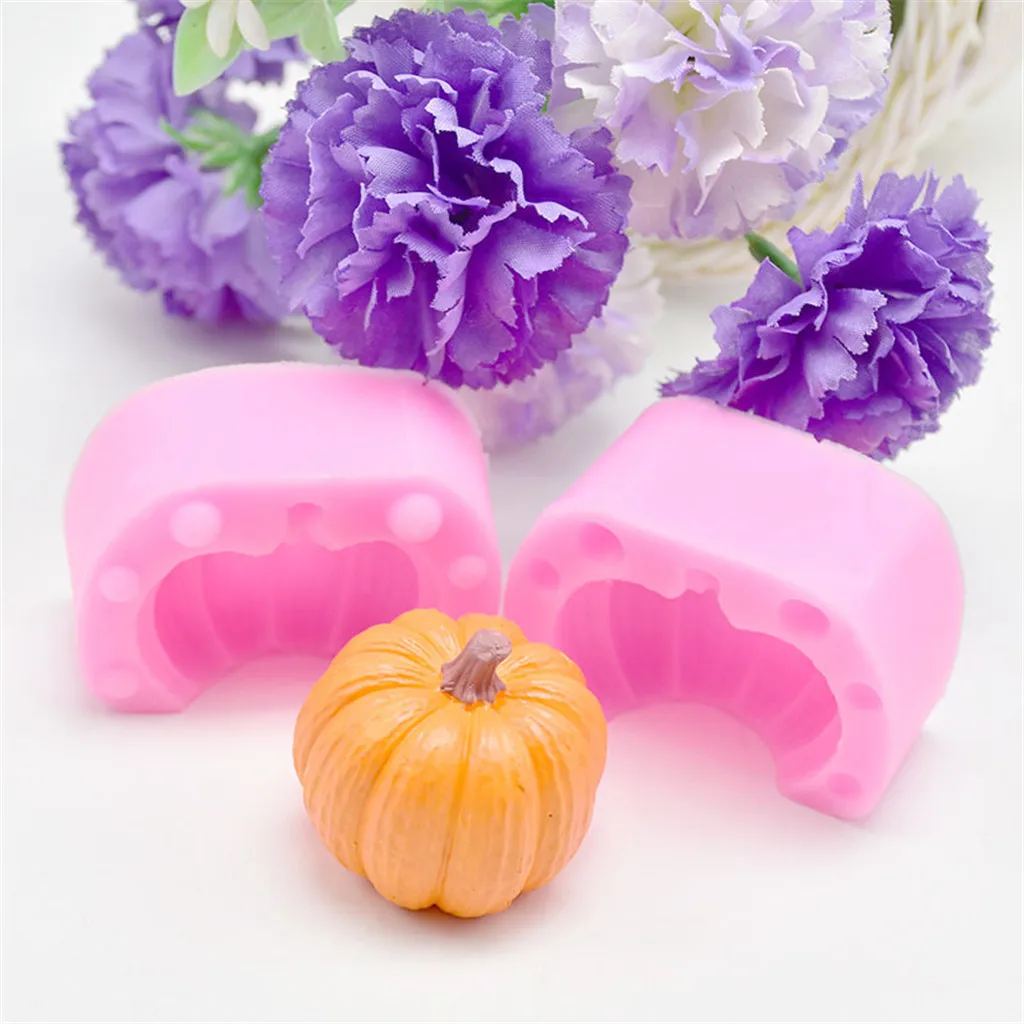 Small Pumpkin Cake Fondant Mold Silicone Cute Pumpkin Fondant Mold Cake Halloween Party Decorating Chocolate Baking Mould Tool