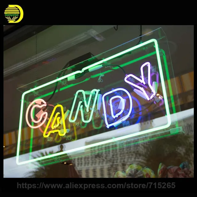 Neon Sign Candy Neon Bulb Sign Handcrafted Glass Tubes Decorate Shop