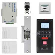 DIYSECUR LCD Fingerprint Id Card Reader Password Keypad Door Access Control System Kit + Strike Lock For Office / House