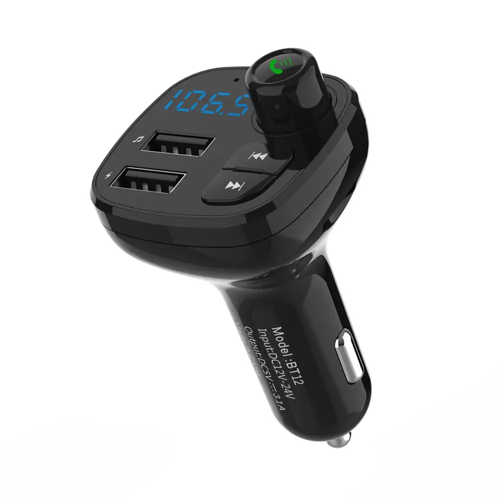 

BT-12 Car Bluetooth FM Transmitter Dual USB Charger Handsfree Music MP3 Player