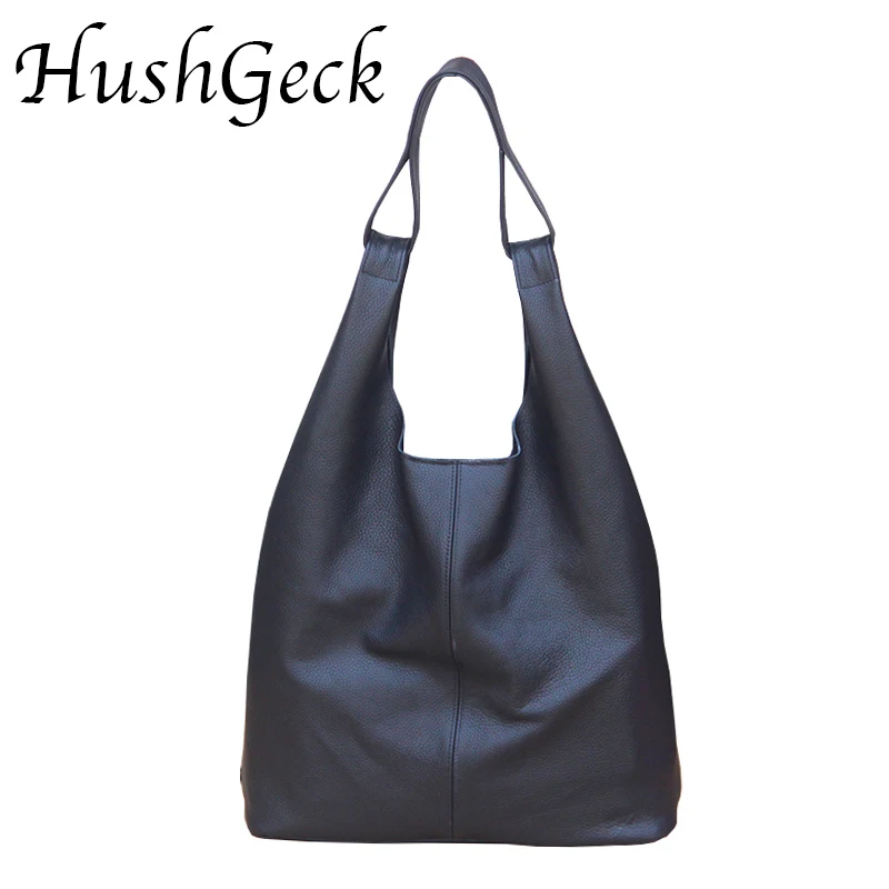 

Genuine Leather Shoulder Bag Women Causal Vintage Soft Cowhide Skin Handbag Bucket HighQuality Shoulder Bags Oxford Liner Bag