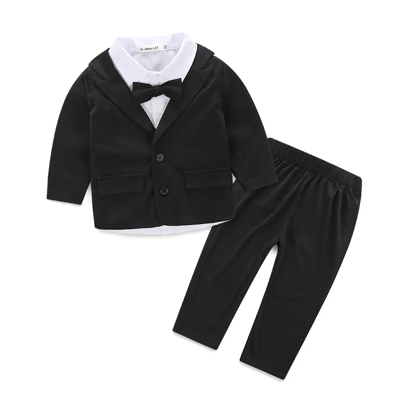 

2019 formal Baby Boy's clothing set Gentleman autumn Baby child suit set party suit cotton Children outerwear+tie shirt+trousers