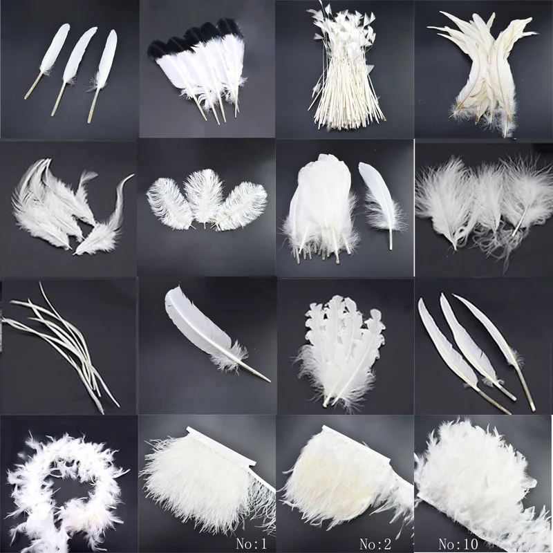 

New white ostrich Goose Pheasant feathers for Crafts DIY ostrich feathers trimming Fringe Sewing clothes plumes Party decoration