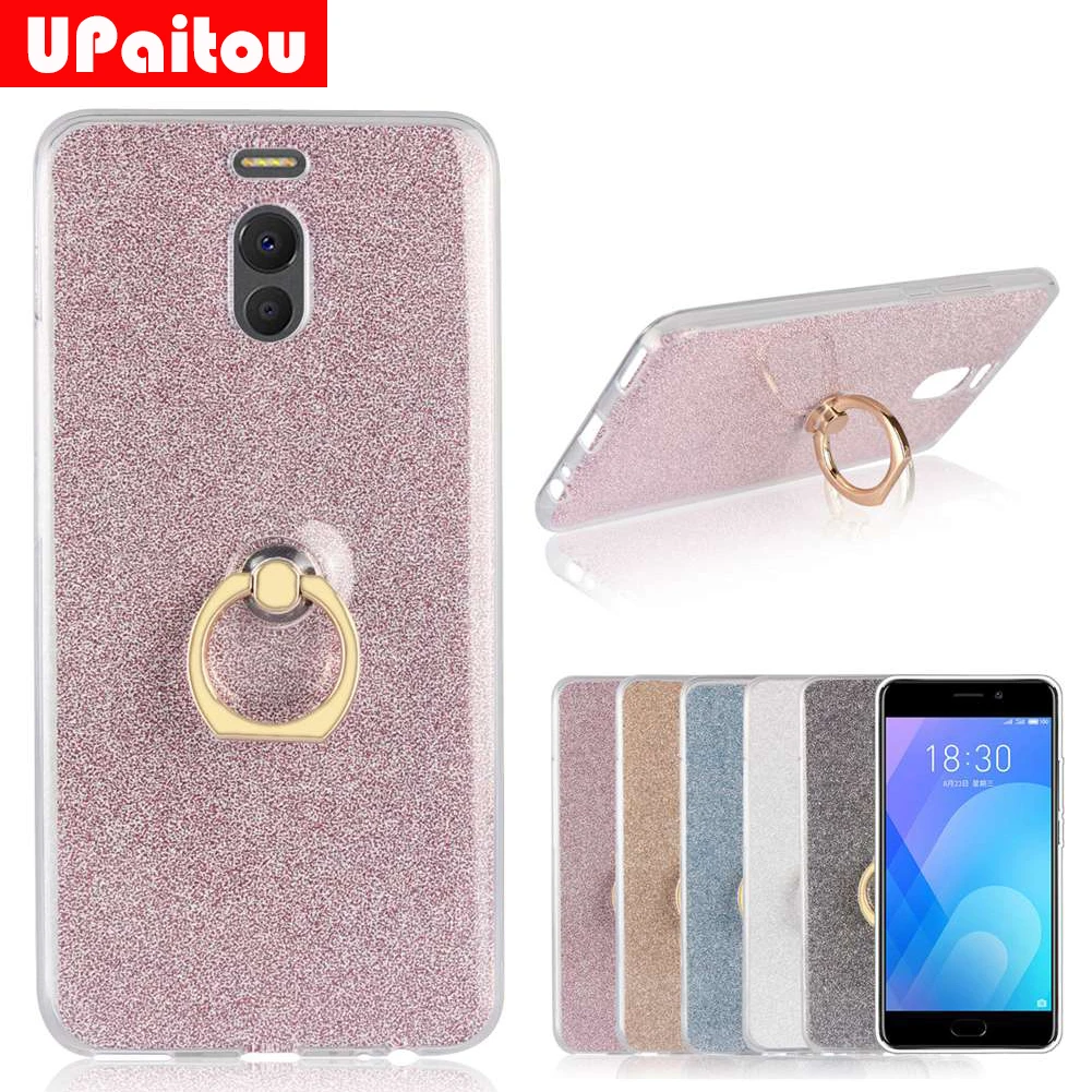 UPaitou Glitter Bling Case For Meizu M6 Note Ring Stand Holder Soft TPU for M6Note Phone Back Cover |