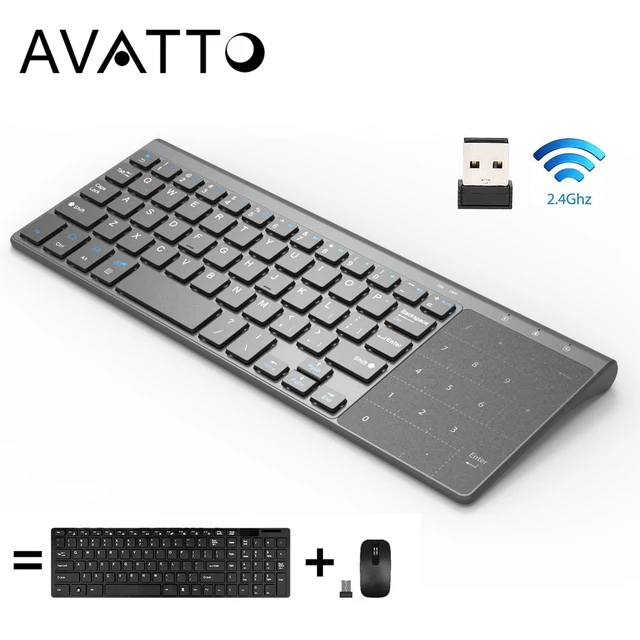 Cheap [AVATTO] Thin 2.4GHz USB Wireless Mini Keyboard with Number Touchpad Numeric Keypad for Android windows Tablet,Desktop,Laptop,PC