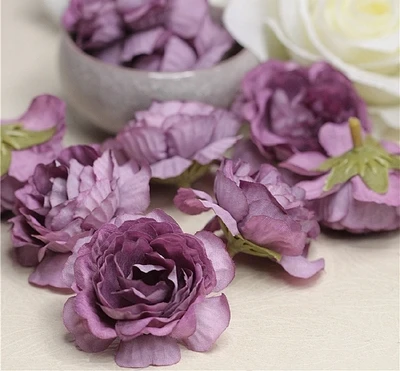 5 см гибискус хлопок Искусственные цветы «сделай сам» свадебное украшение гирлянда целующийся шар цветок стена белый красный розовый цветок головы - Цвет: purple color 6pcs