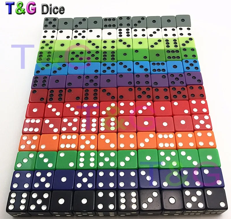 

10 dices/set T&G dice High Quality 16mm Square Corners D6 with Rounded Dots Plastic Game Cube for Kid Board