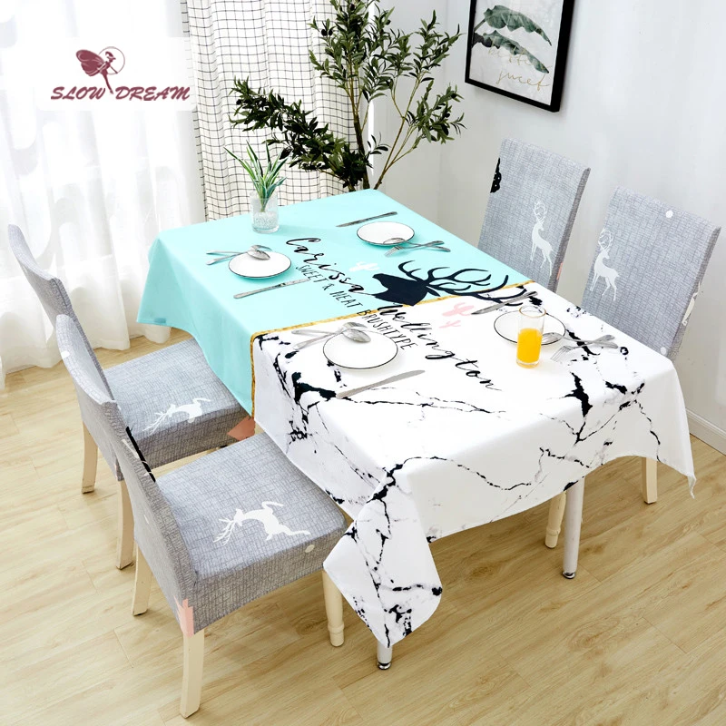 

SlowDream Waterproof Oilproof Linen Table Cover Tea Table Cloth Decorative Kitchen Nordic Style Thick Rectangle Table Cloth