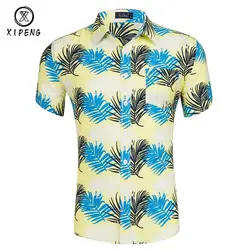 Новый 2019 мужские пляжные рубашки 100% хлопок с коротким рукавом для отдыха Топы корректирующие человек повседневное праздник Гавайская
