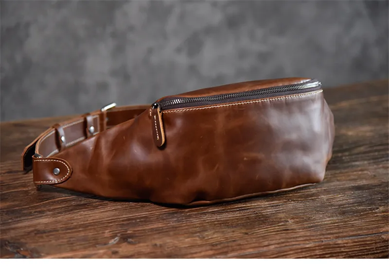 PNDME высокого качества теплые простые винтажные нагрудная сумка, натуральная кожа, мужские сумки на ремне сумка "Почтальон" на ремне Сумка повседневная спортивная поясная сумка - Цвет: Brown