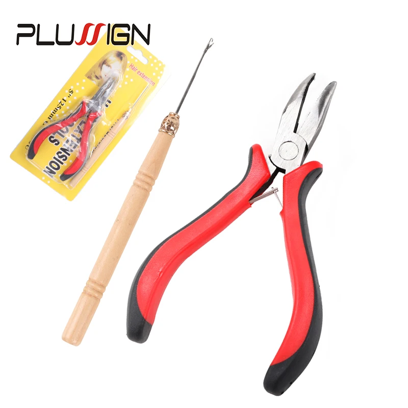 Plussign Wholesale High-Grade Bend Hair Extensions Pliers Hook Tool Kit For Micro Loop Remove Glue | Шиньоны и парики