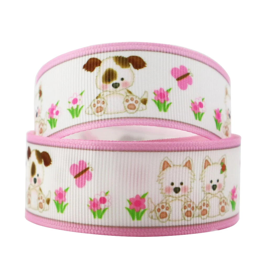 

David accessories 1"25mm dog panda printed polyester grosgrain ribbon 5yds,DIY handmade materials,wedding gift wrap,5Yc3048