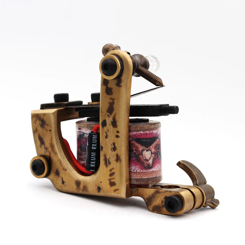 

2018 New Handmade Whole Wire Cutting Copper Permanent Machine Tattoo Machine 12 Wraps Coil Tattoo Gun Shader free shipping