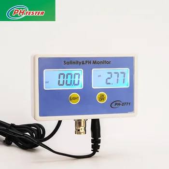 

PH-2771 2-in-1 Digital Salinity Meter PH Tester Meter Monitor for Aquarium 0-199.9PPT 0.00-14.00PH