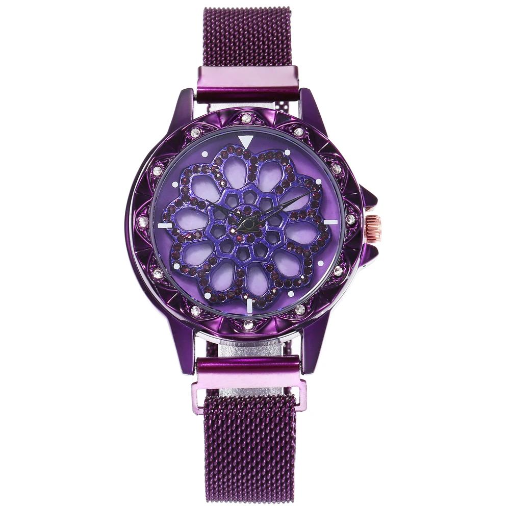 

reloj mujer 360 Degree Rotating Fashion women's watches Diamond Dial To Run Ladies Quartz Mesh Belt Watch zegarek damski