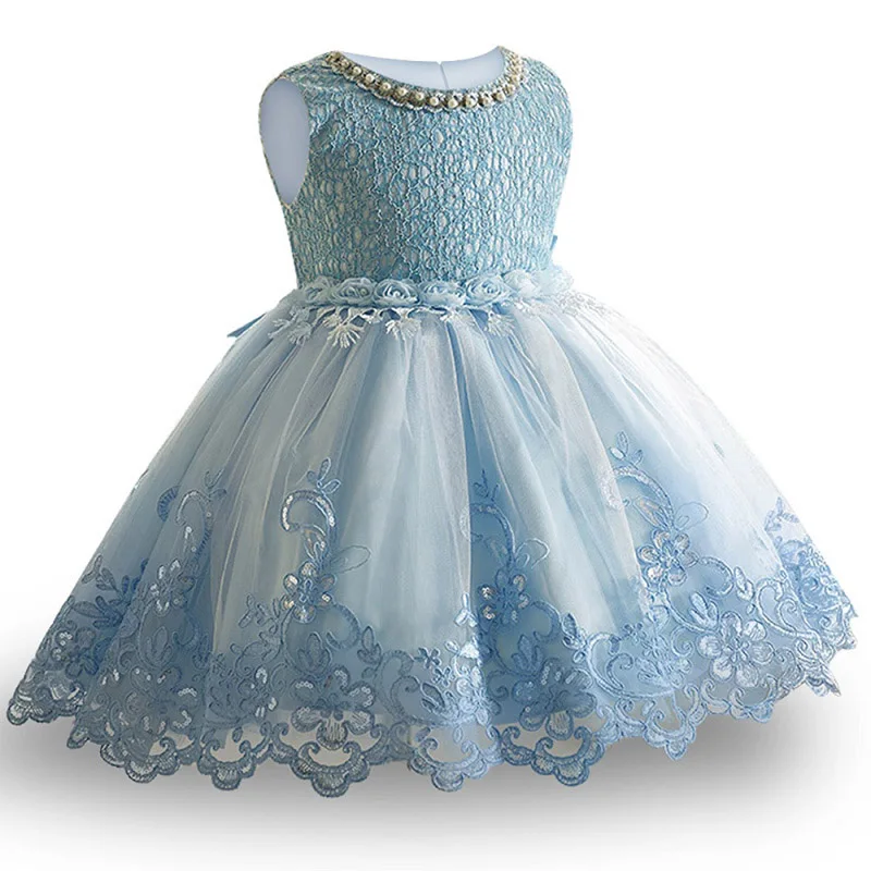 Элегантное свадебное платье с цветочным узором для девочек Детские платья для девочек, праздничное платье детский костюм для девочек, платье принцессы для детей 6, 7, 8, 9, 10 лет - Цвет: Blue