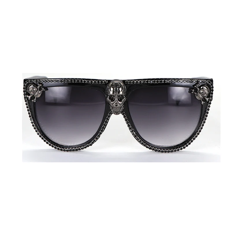 

Skull Cool Sunglasses New Fashion Designer Black Jewelry Sun Glasses Women Men Rhinestone Rim Oversized Big Frame
